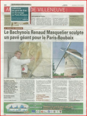 Le Bachynois Renaud Masquelier sculpte un pavé géant pour le Paris Roubaix.